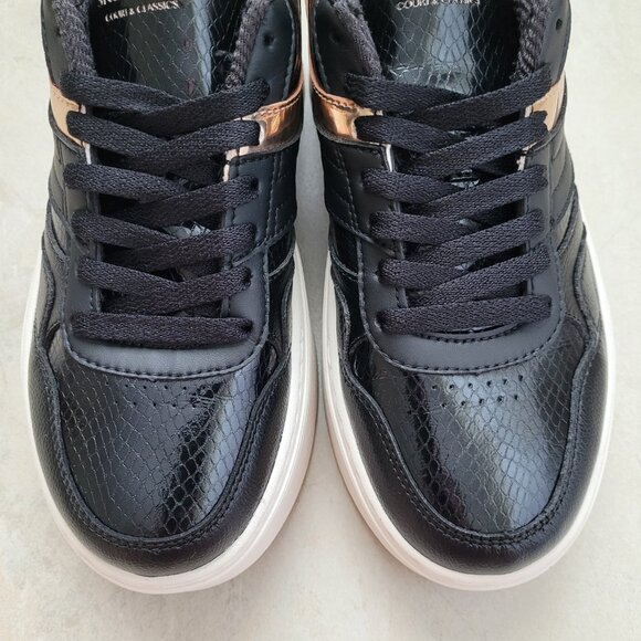 Skechers Court & Classics Paloma Lifted Glow Sneakers Black/Rose Gold Size 8 - Picture 9 of 11